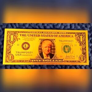 (1) US Donald Trump Commemorative Gold Coin $1 Non currency Bank note